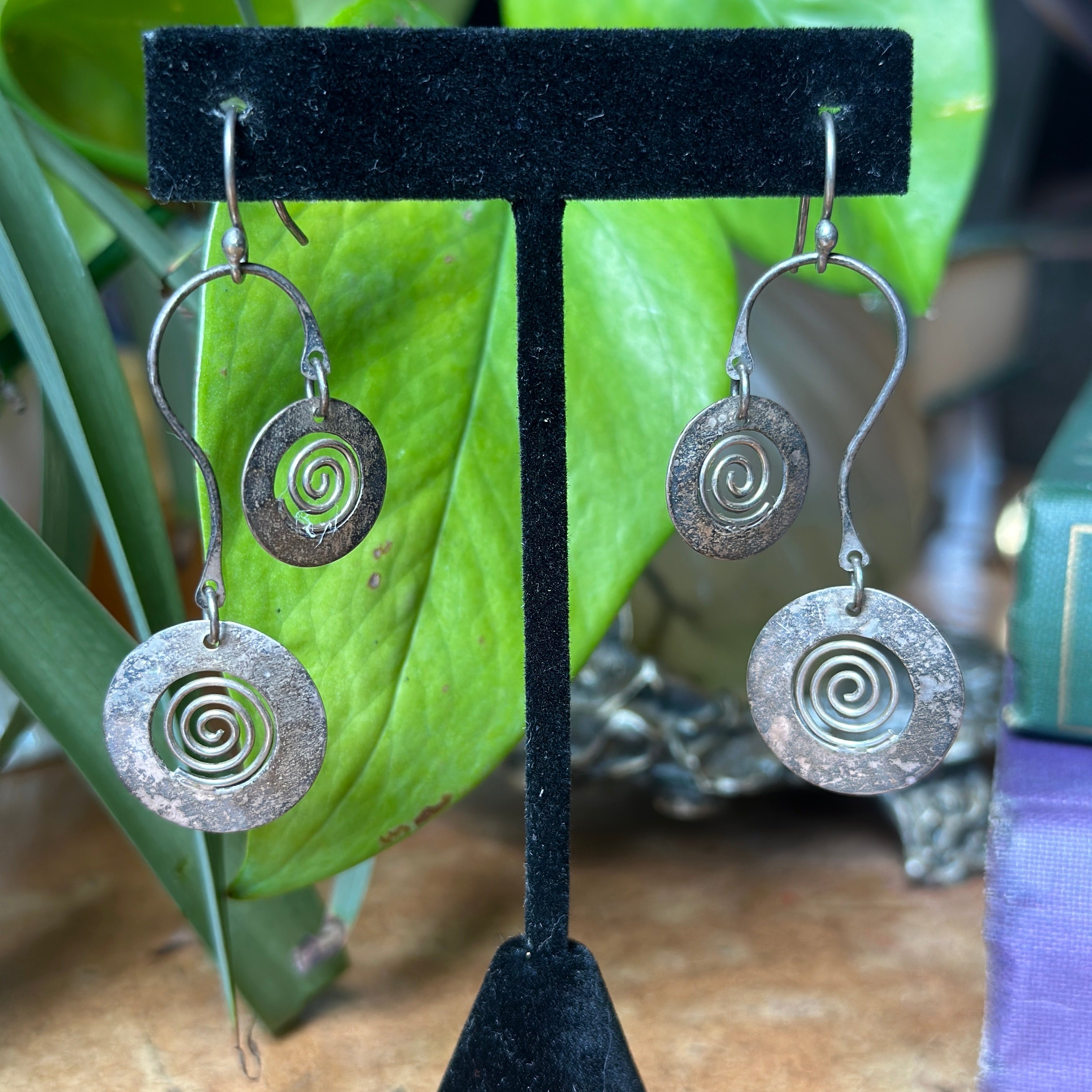 Sterling Silver Funky Geometric Swirl Earrings