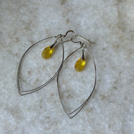Sterling Silver & Yellow Cut Glass Earrings