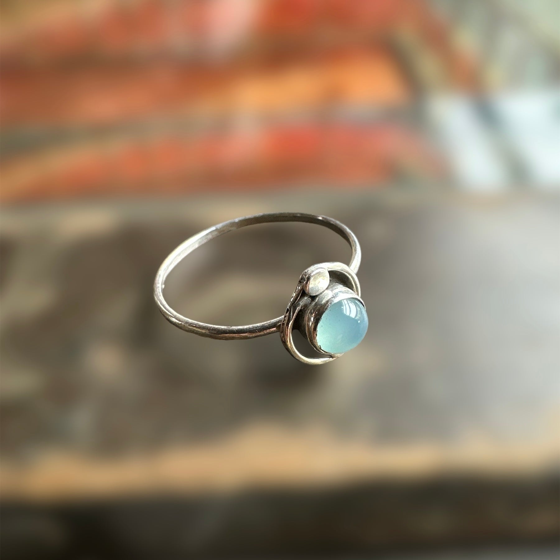 Sterling silver 925 Opalite ring with swirl detail