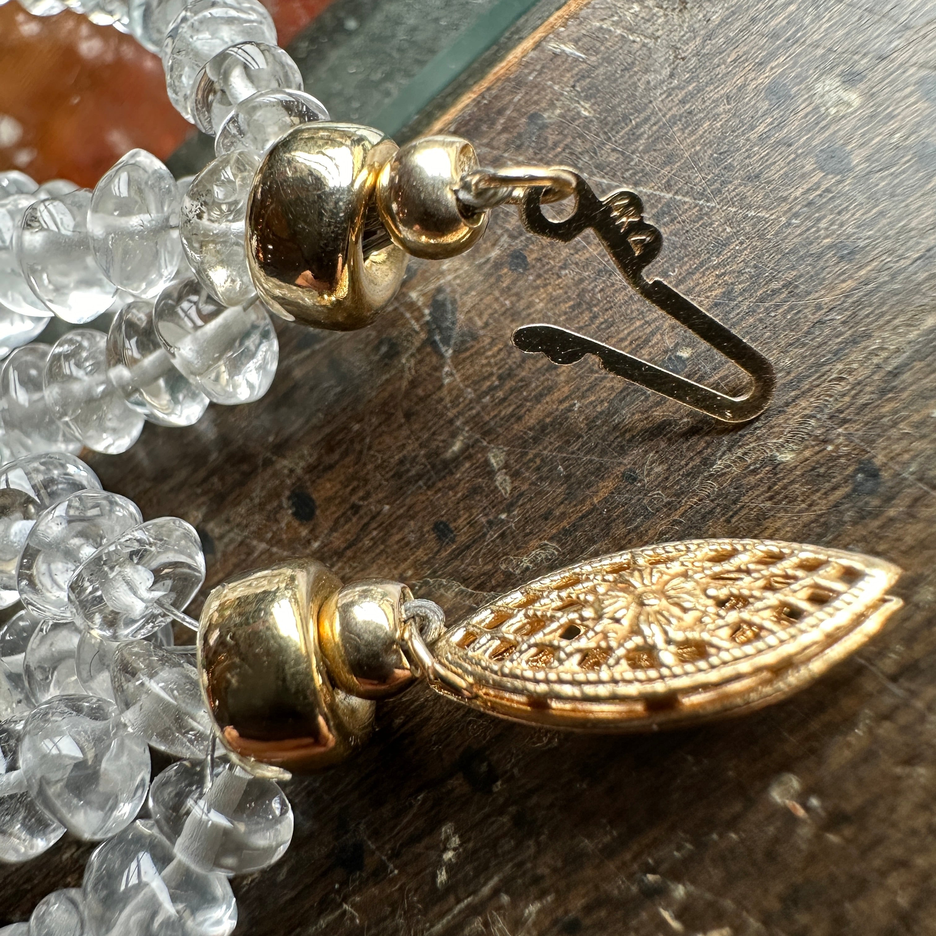 Tumbled Quartz and Genuine 14k Gold Layered Necklace