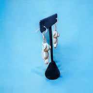 VIntage Clay Pig Earrings With Sterling Silver 925 Hooks