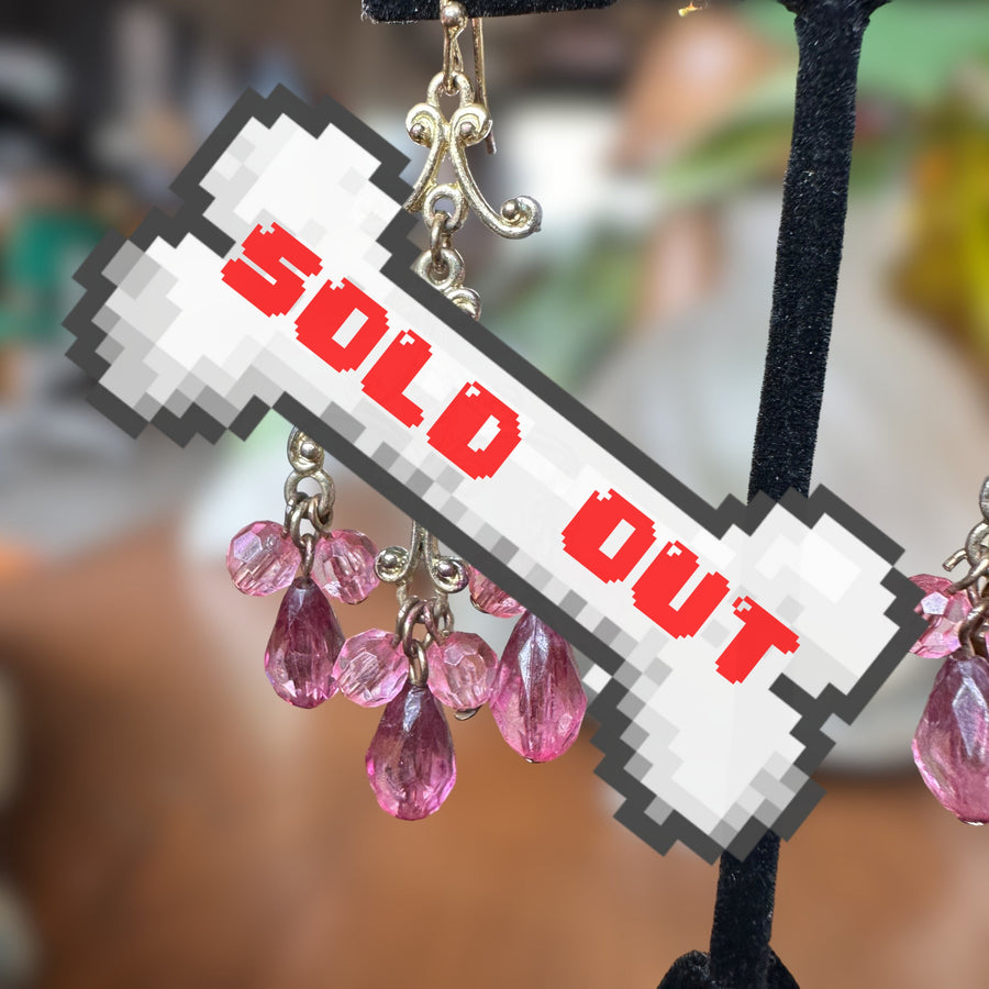 VTG gold-tone pink chandelier earrings