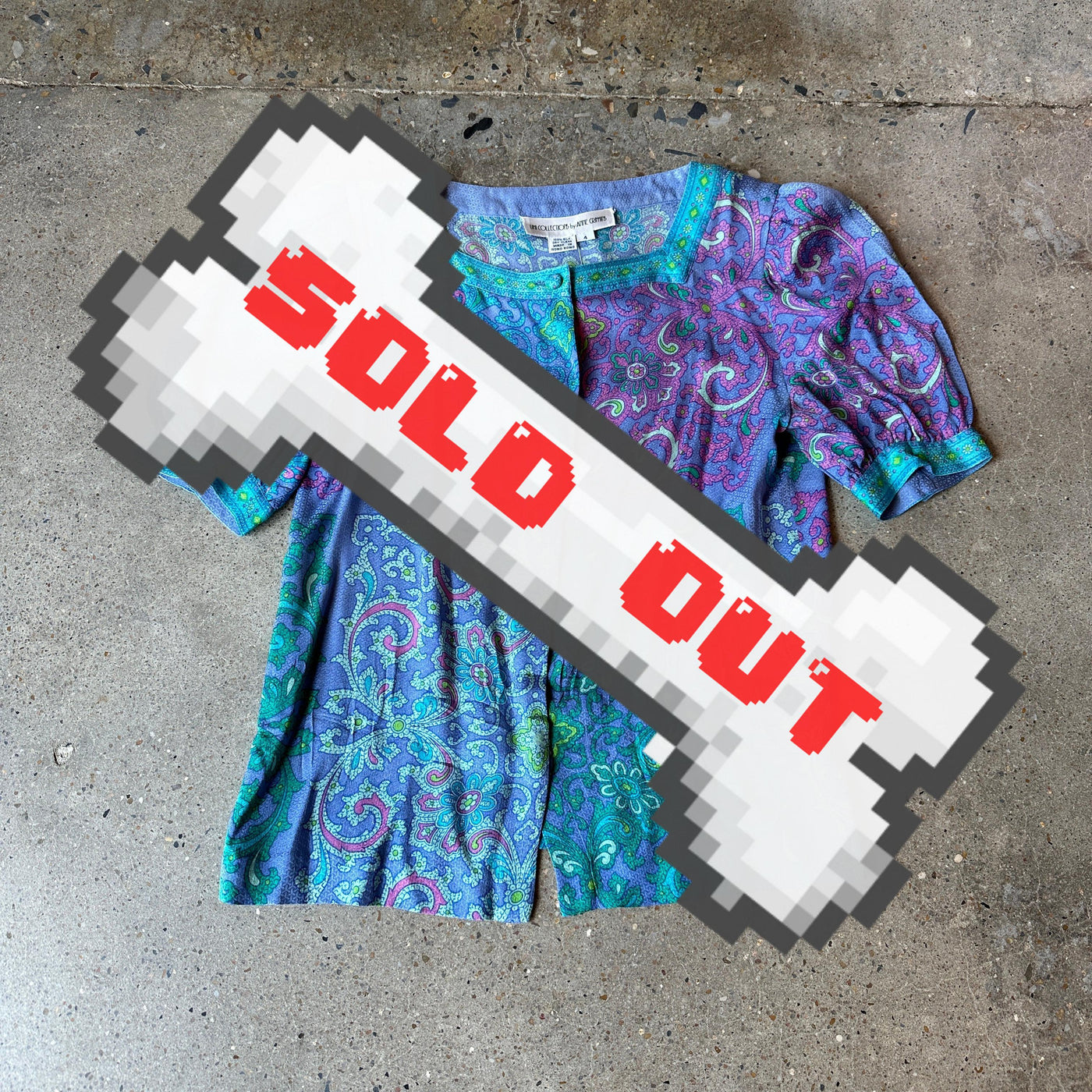 VTG purple and blue silk skirt and top set