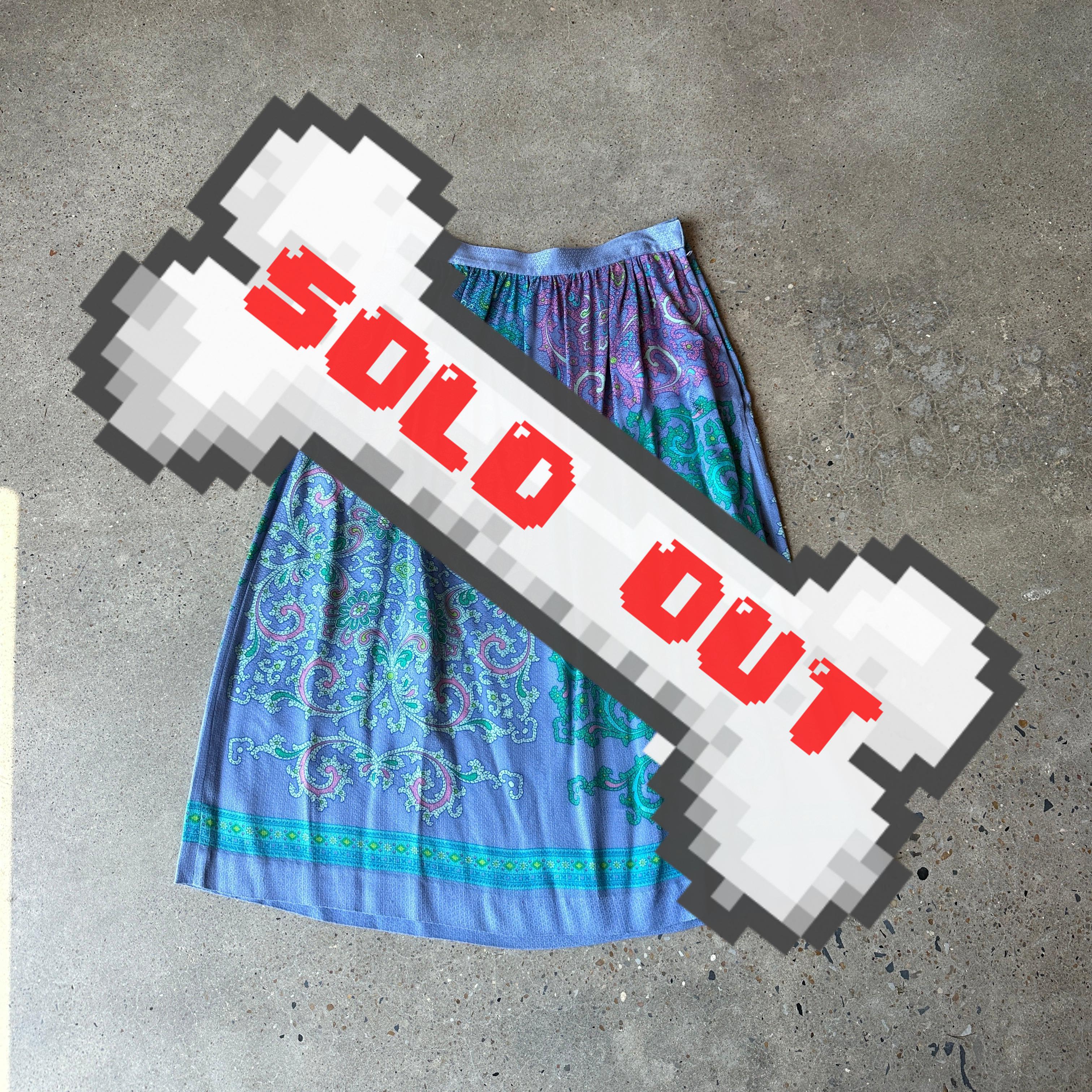 VTG purple and blue silk skirt and top set