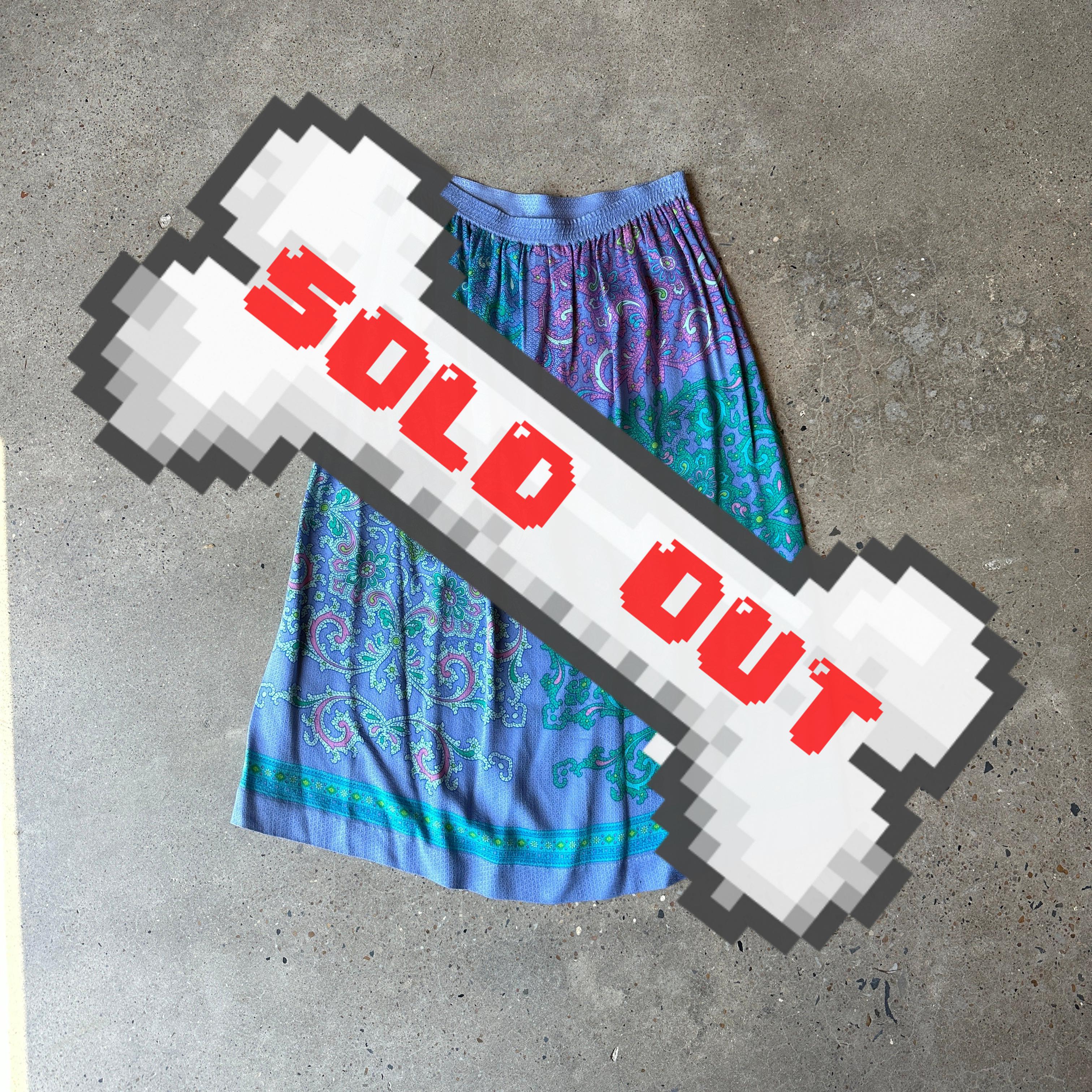 VTG purple and blue silk skirt and top set