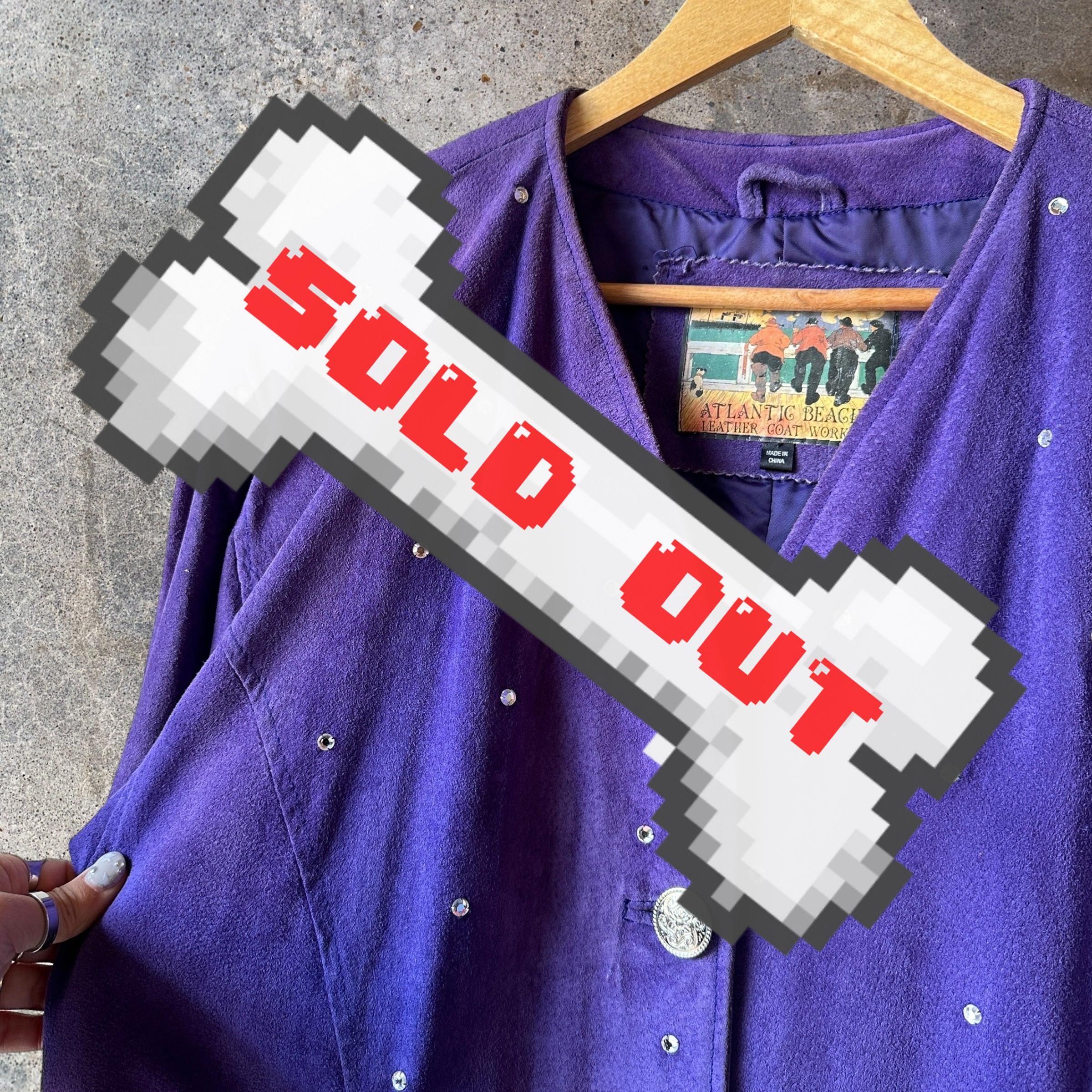 VTG purple leather coat with rhinestones and silver buttons