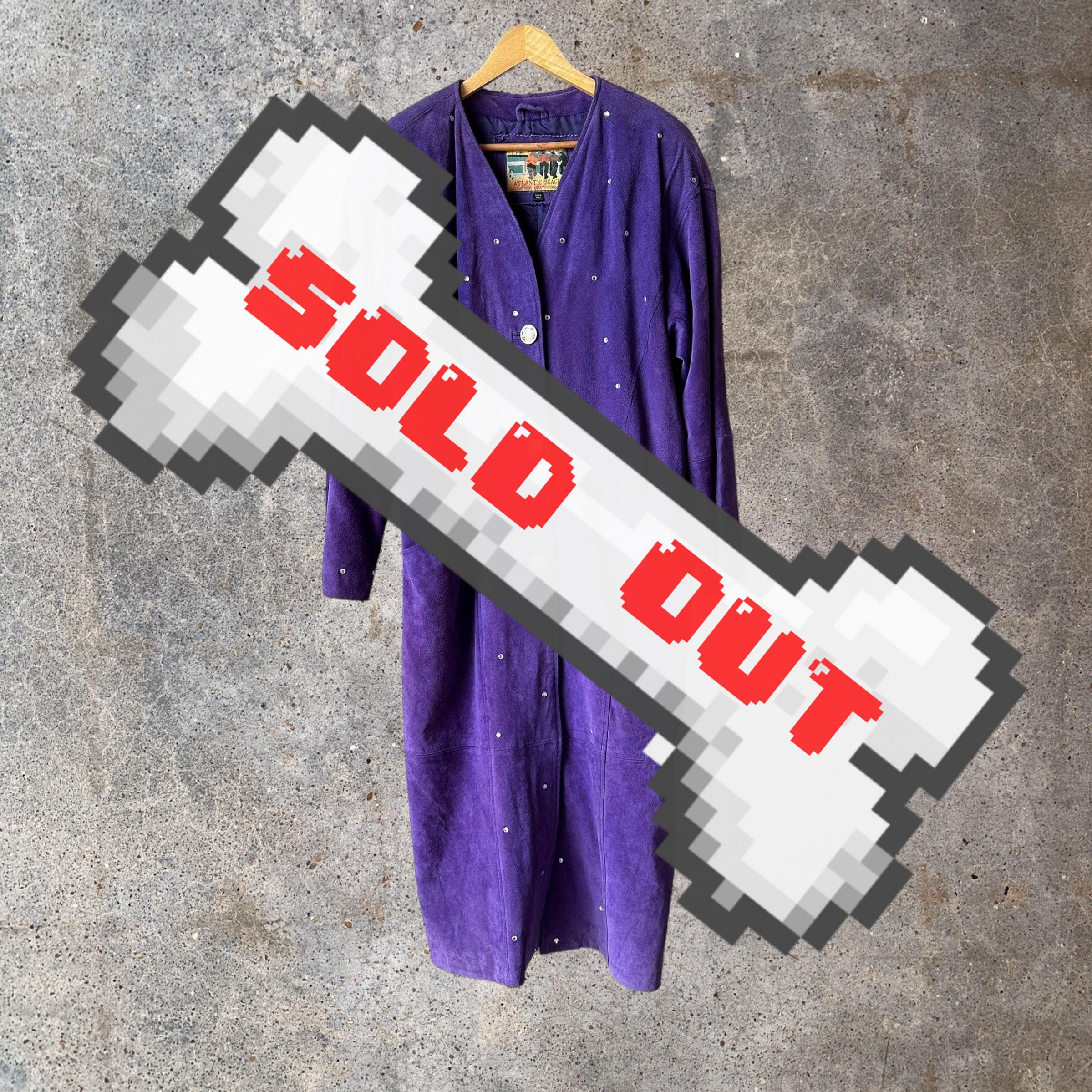 VTG purple leather coat with rhinestones and silver buttons