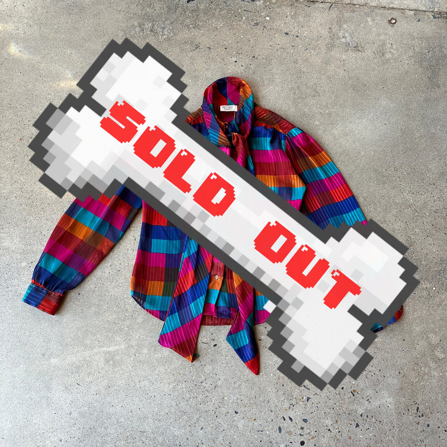 VTG sheer long sleeve blouse with stripe pattern