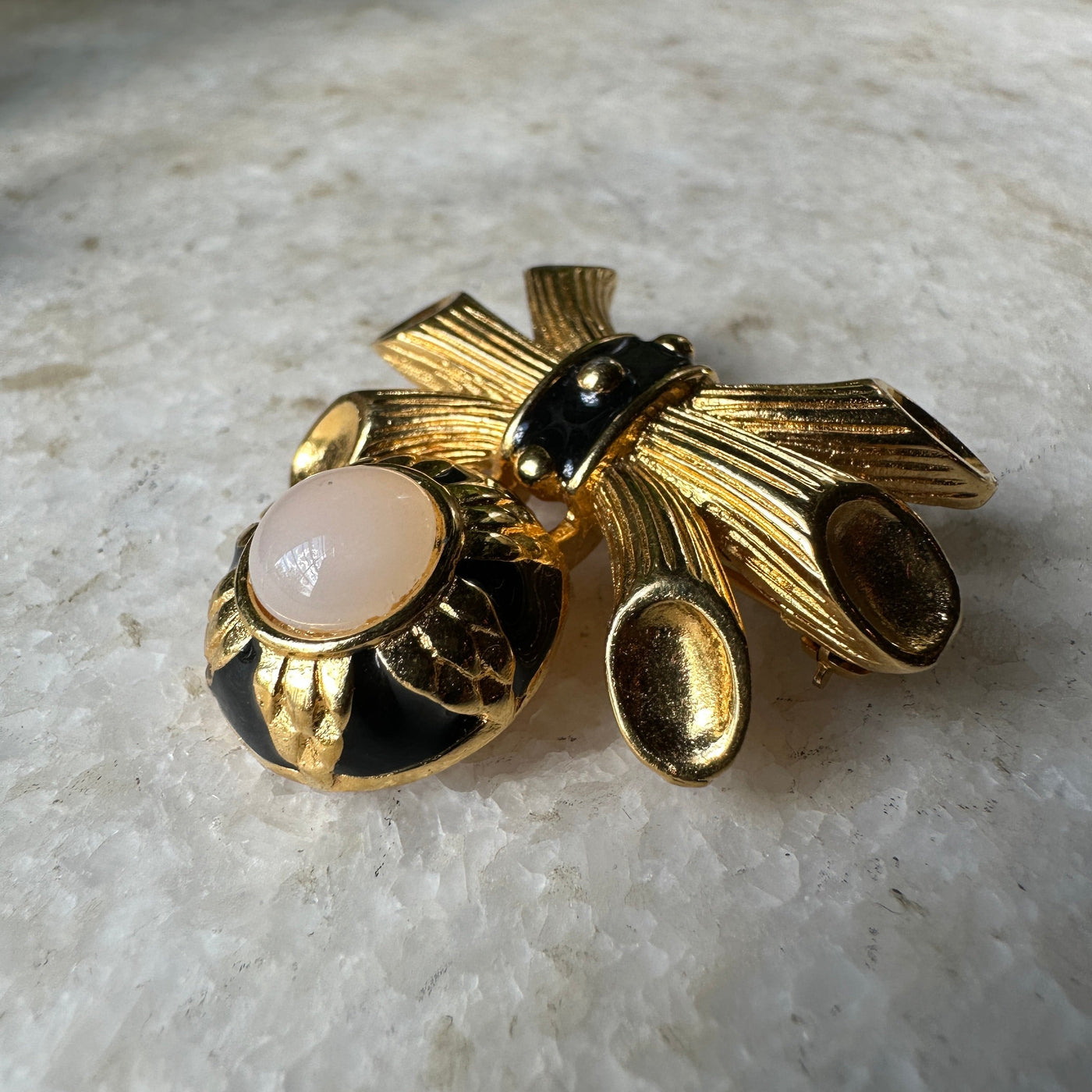 Vintage 80s Fendi Brooch with Faux Pearl