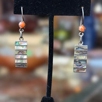 Vintage Abalone and Red Spiny Oyster Earrings
