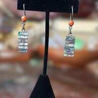 Vintage Abalone and Red Spiny Oyster Earrings