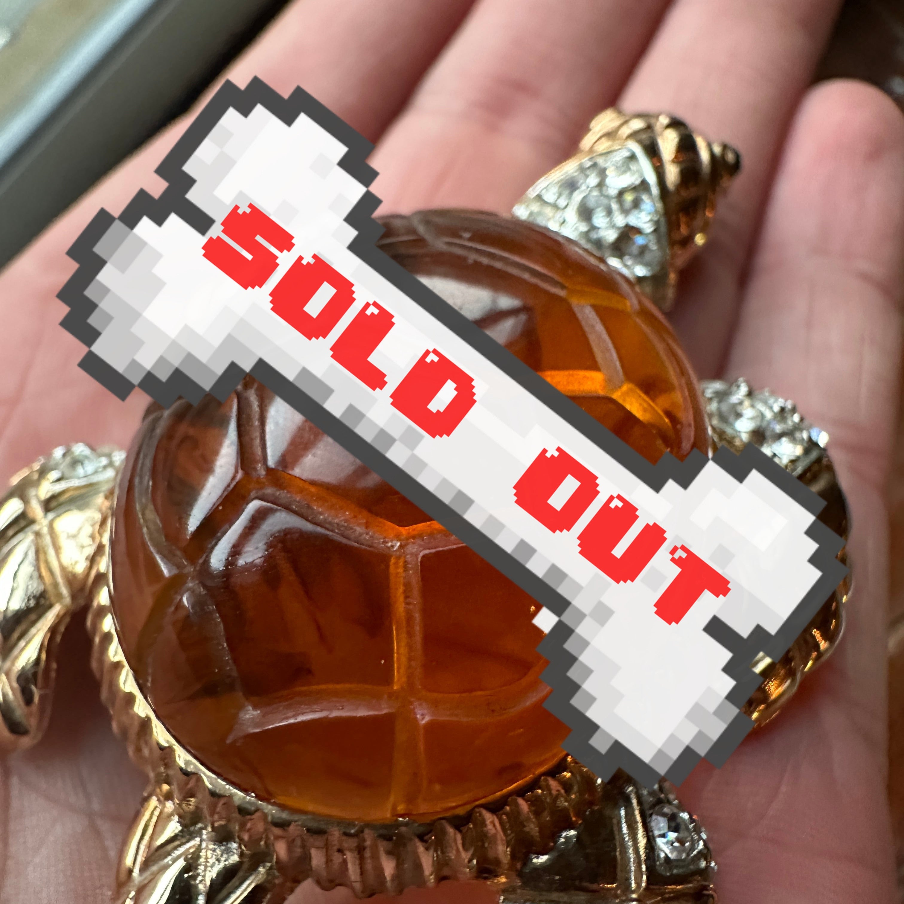 Vintage Amber Lucite Sea Turtle Brooch