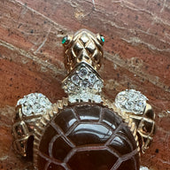 Vintage Amber Lucite Sea Turtle Brooch