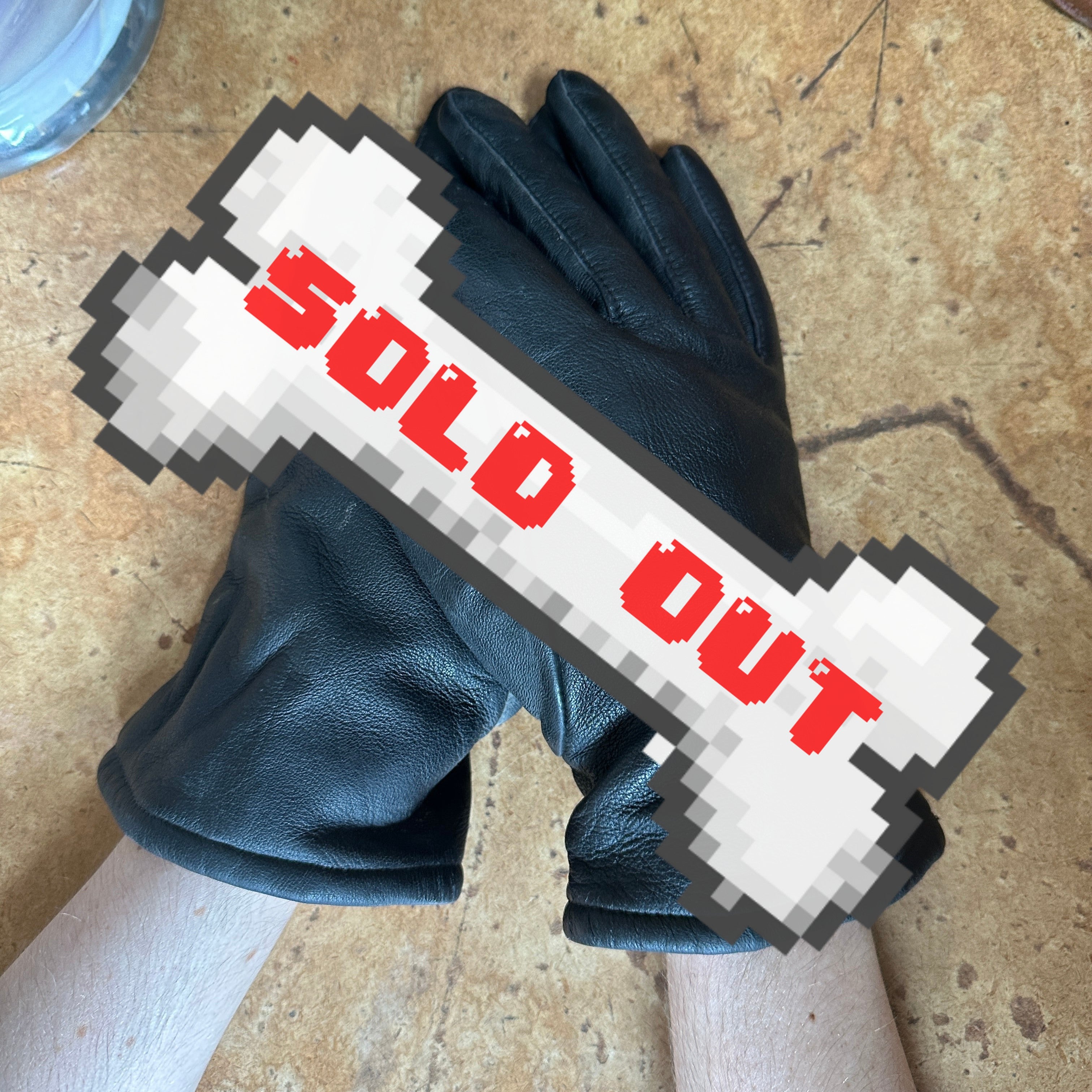 Vintage Black Leather “Damascus Corporation” Wool-Lined Gloves