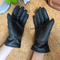 Vintage Black Leather “Damascus Corporation” Wool-Lined Gloves