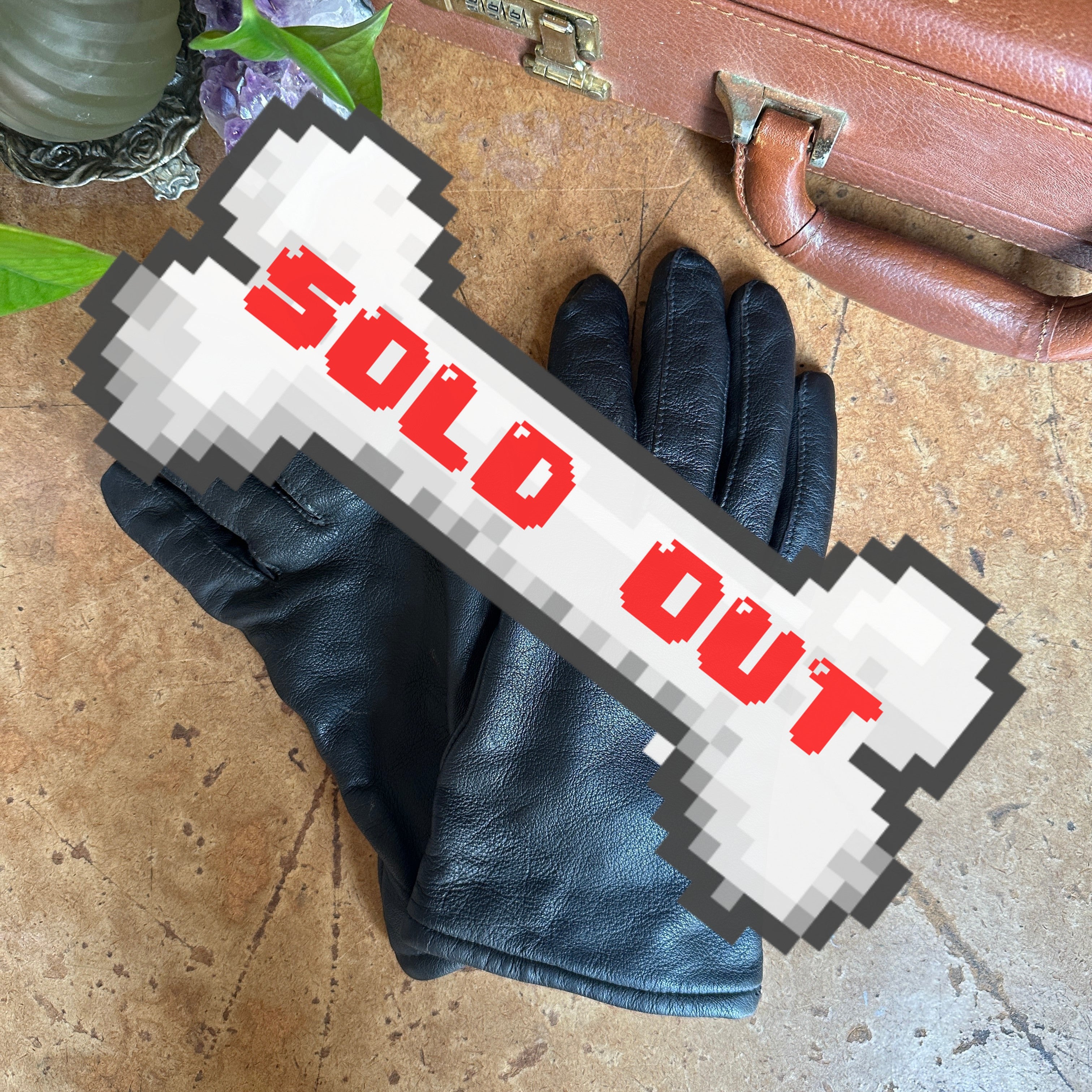 Vintage Black Leather “Damascus Corporation” Wool-Lined Gloves