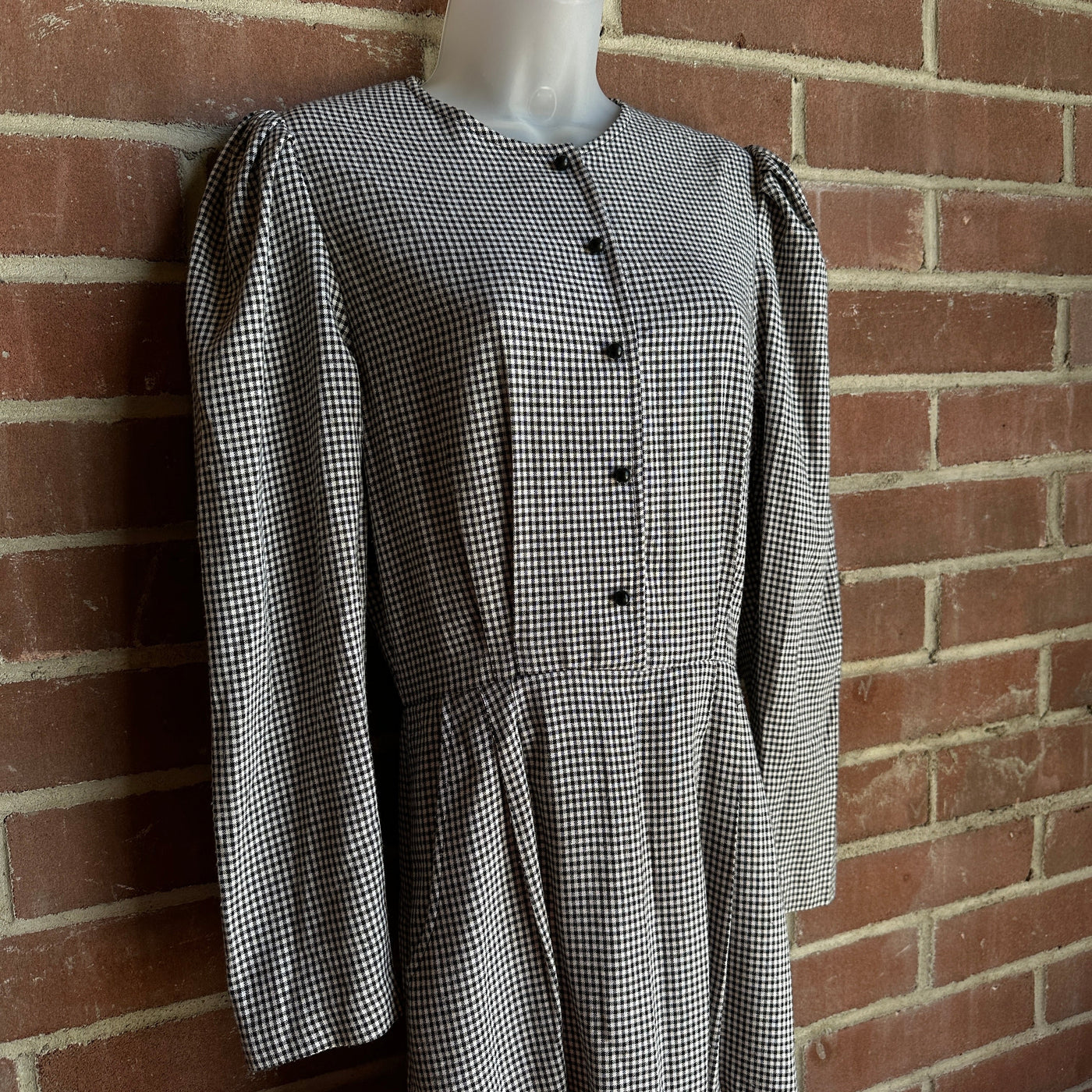 Vintage Black/White Checkered Handmade Cotton Prairie Dress
