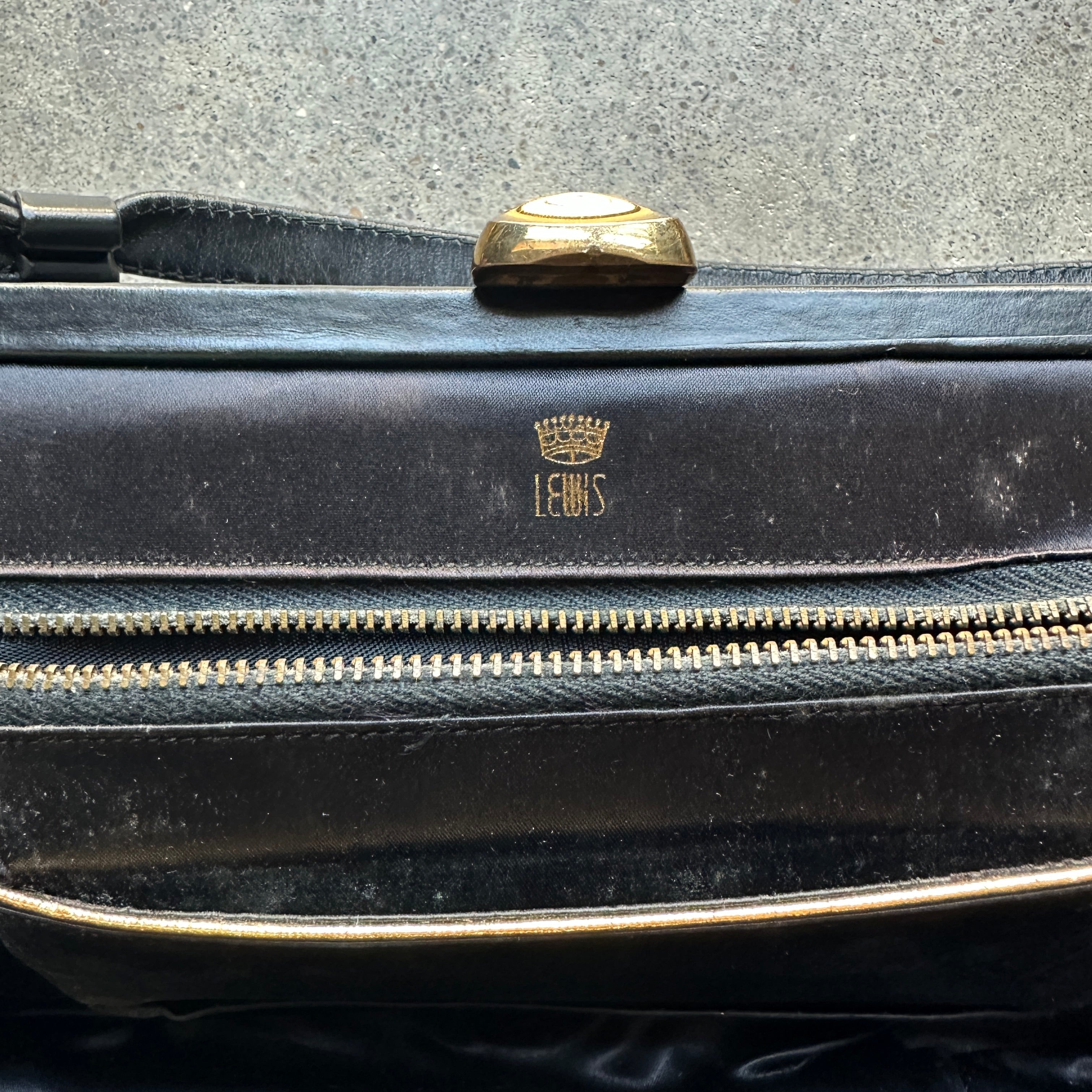Vintage “Crown Lewis” Black Floral Brocade Handbag