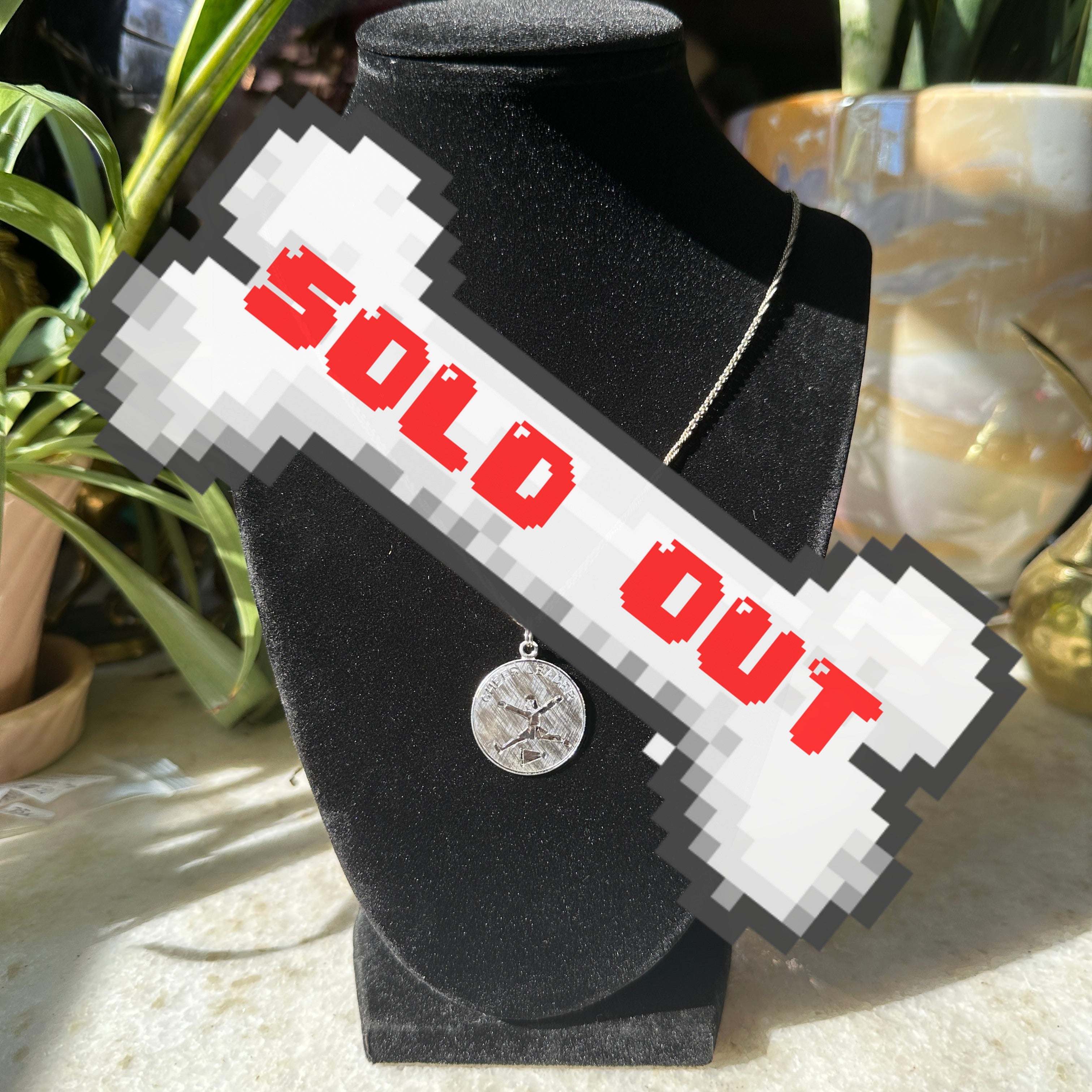 Vintage Early 1970s Hand-Carved Sterling Silver “Cheerleader” Necklace
