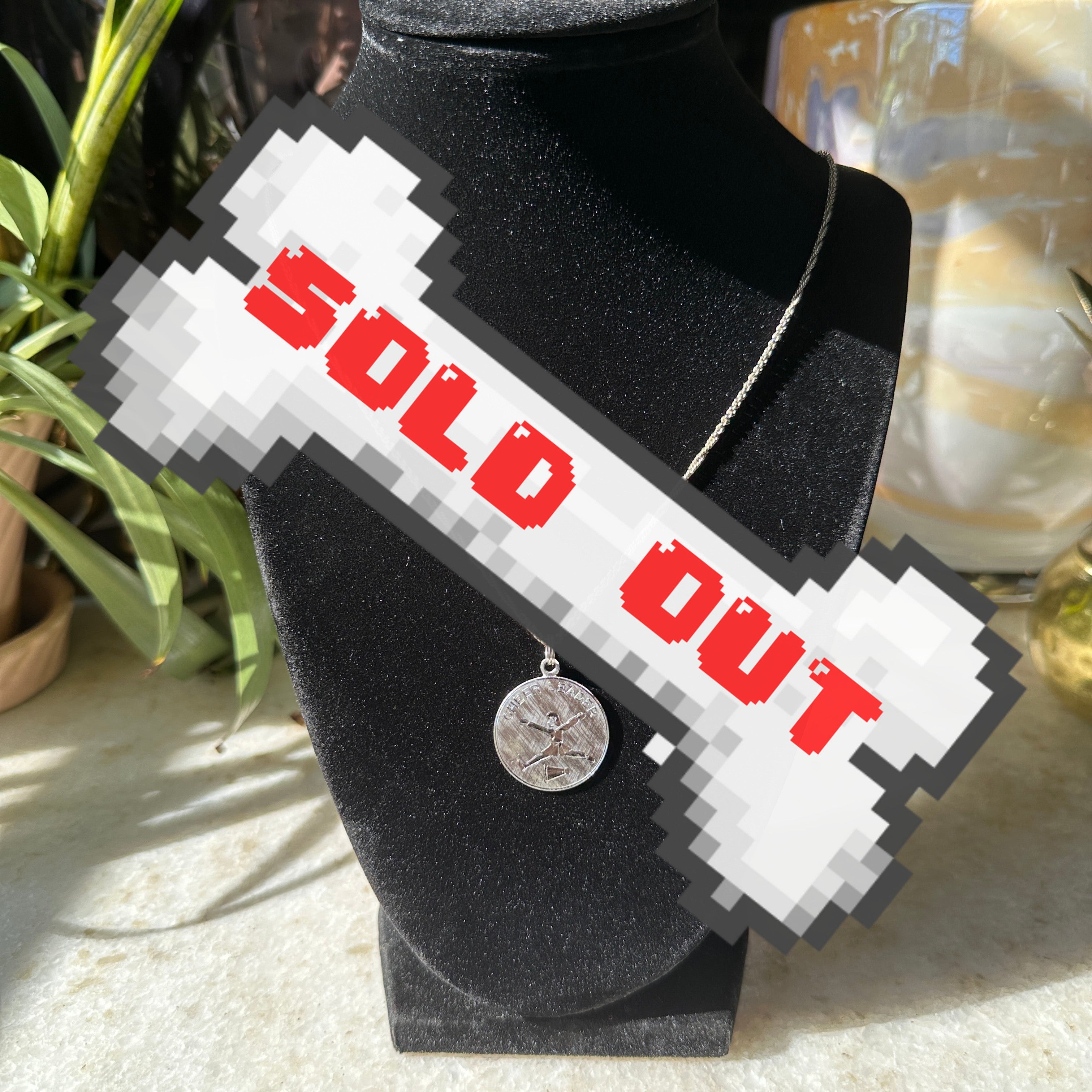 Vintage Early 1970s Hand-Carved Sterling Silver “Cheerleader” Necklace