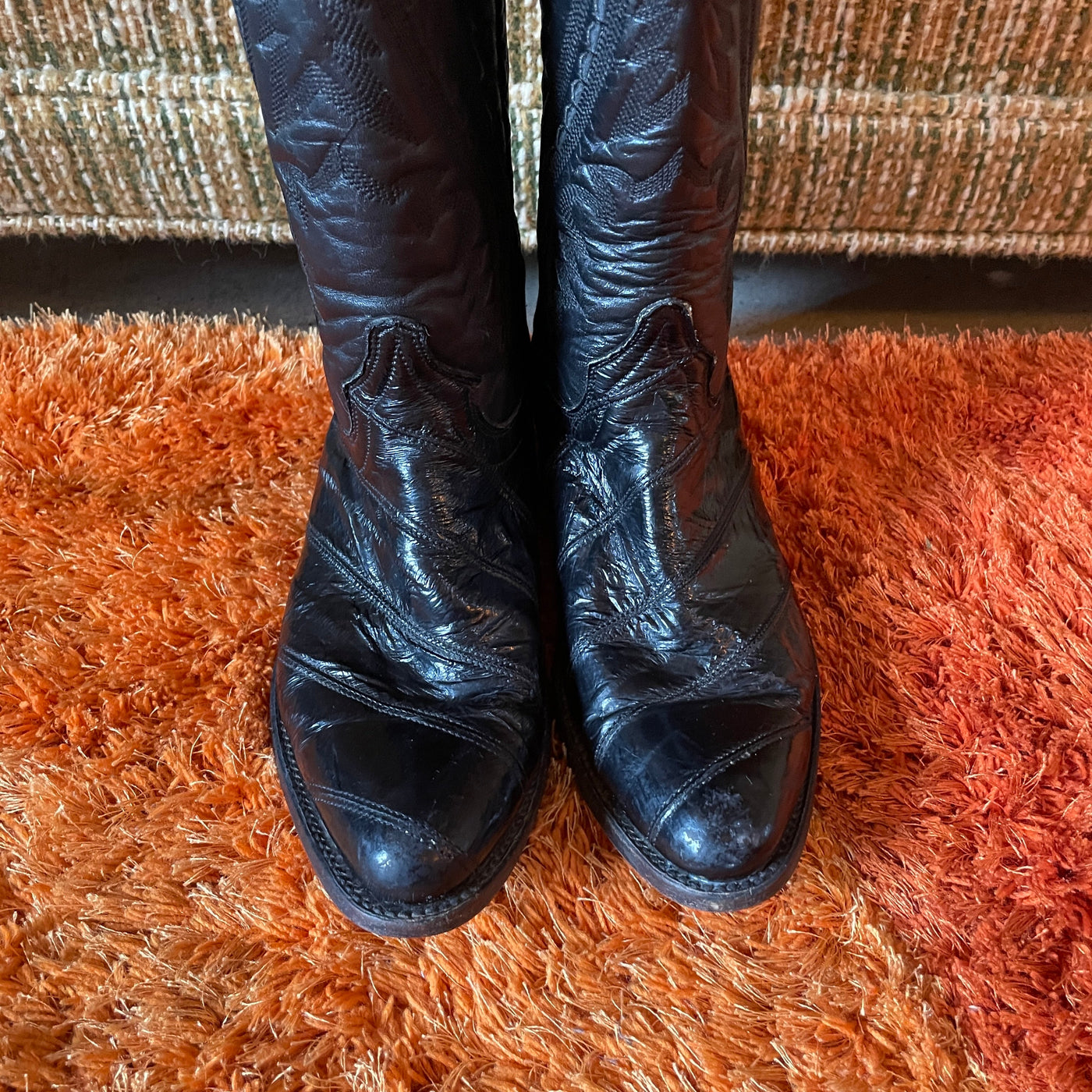 Vintage Eel-skin and Cowhide “Rogers Boots” Cowboy Boots
