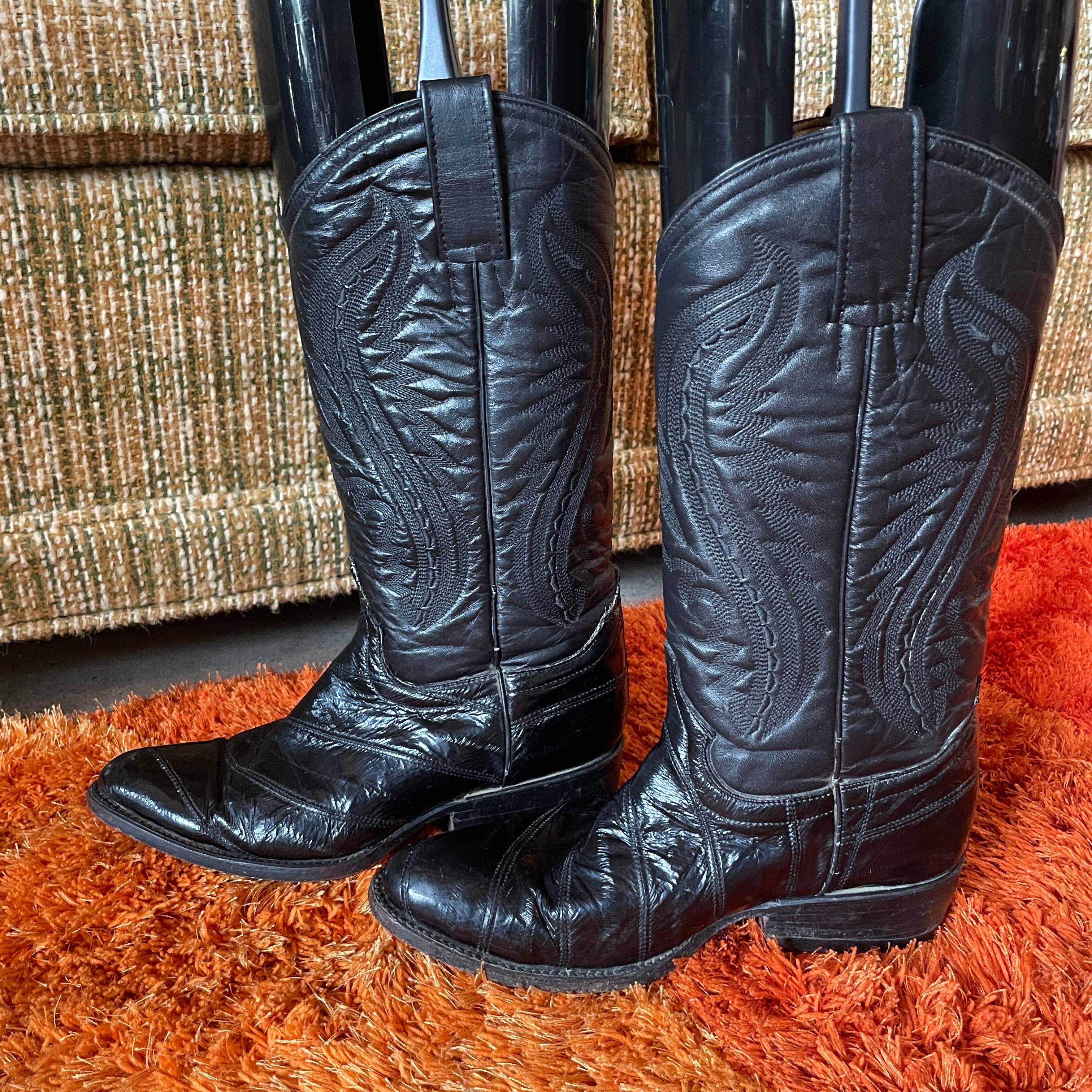 Vintage Eel-skin and Cowhide “Rogers Boots” Cowboy Boots