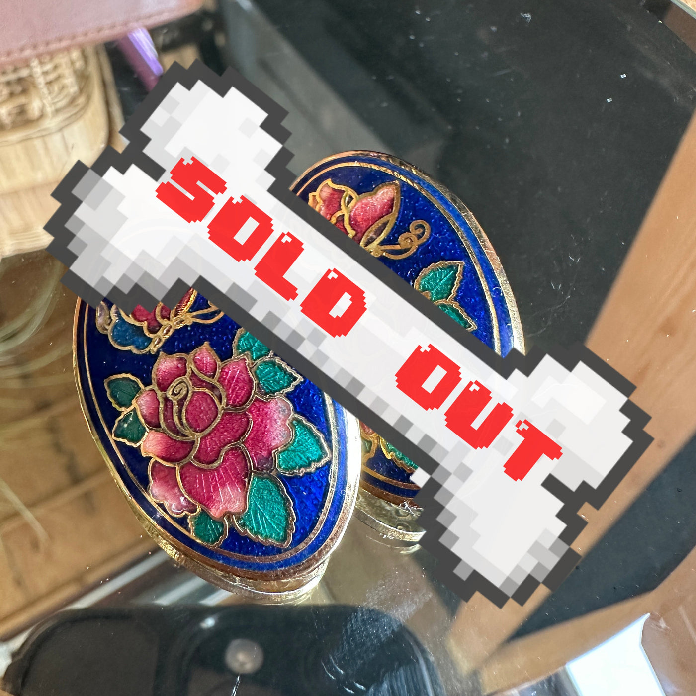 Vintage Floral Cloisonné Stud Earrings