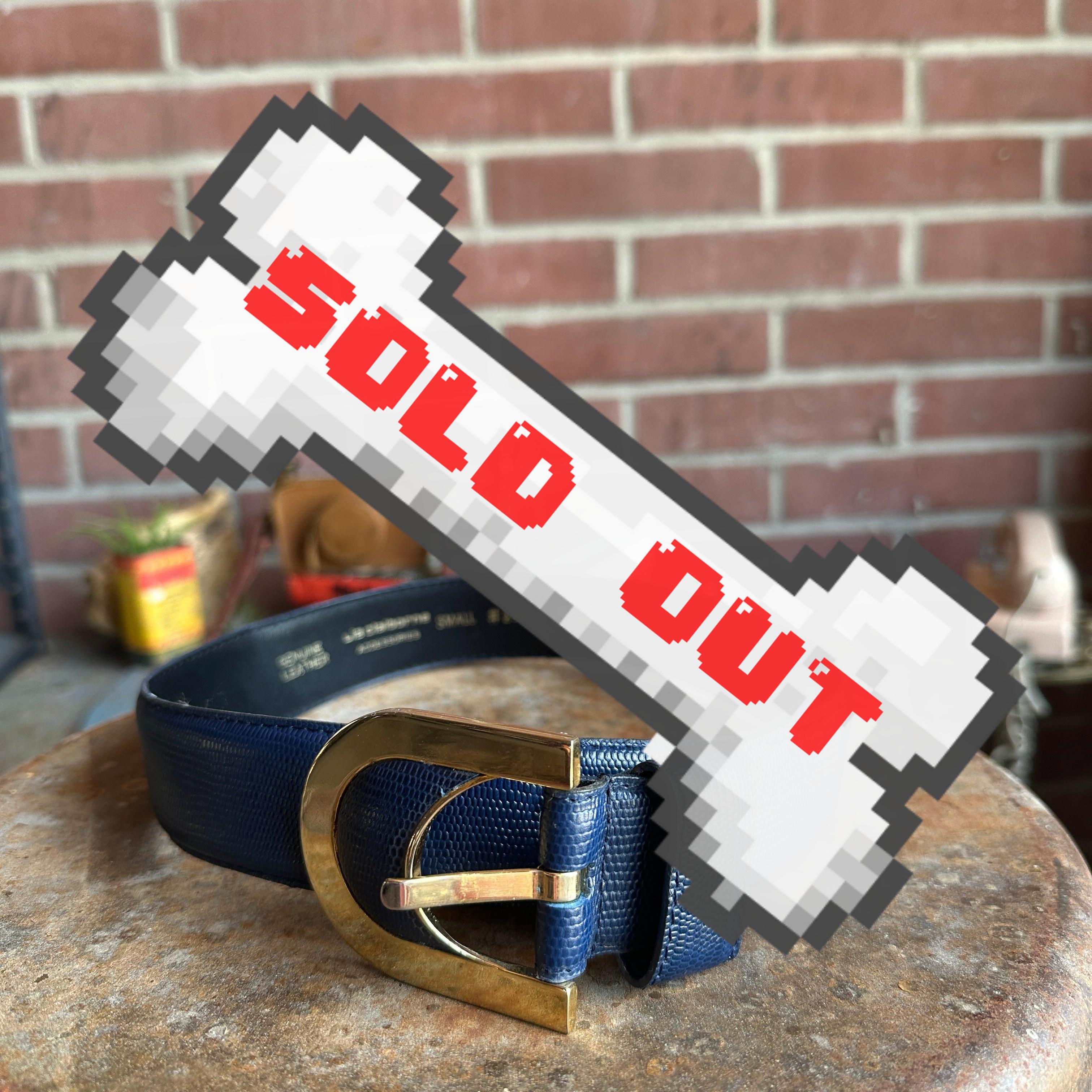 Vintage Navy Blue Snakeskin Leather Belt