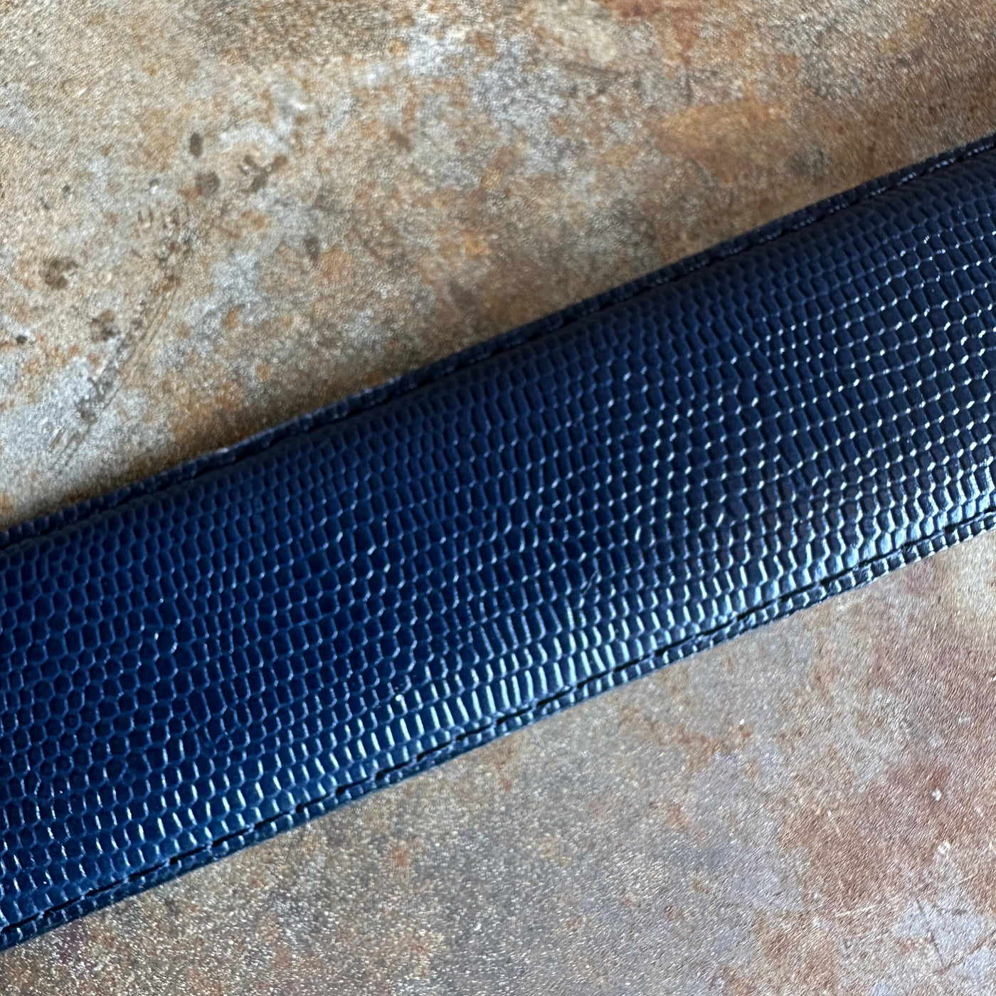 Vintage Navy Blue Snakeskin Leather Belt