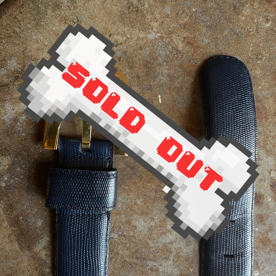 Vintage Navy Blue Snakeskin Leather Belt