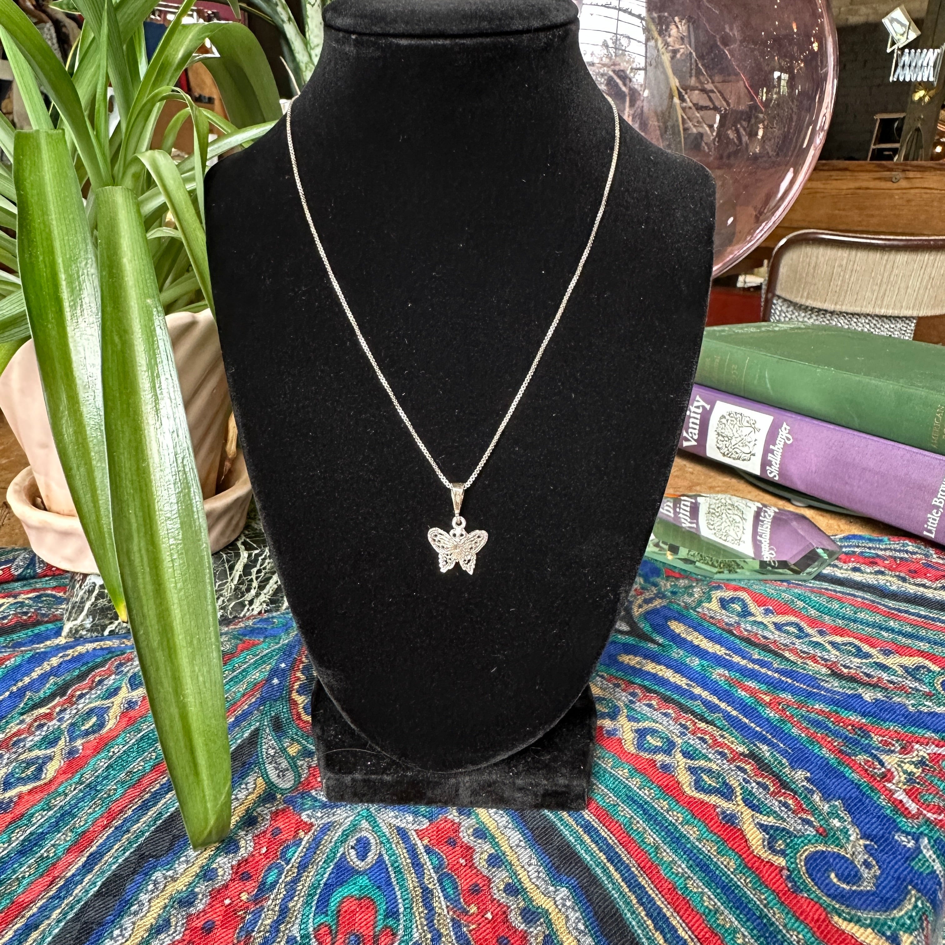 Vintage Sterling Moth/Butterfly Necklace