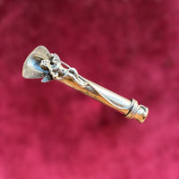 Vintage Sterling Silver Cherub Boutonniere Brooch (for flowers/corsages)