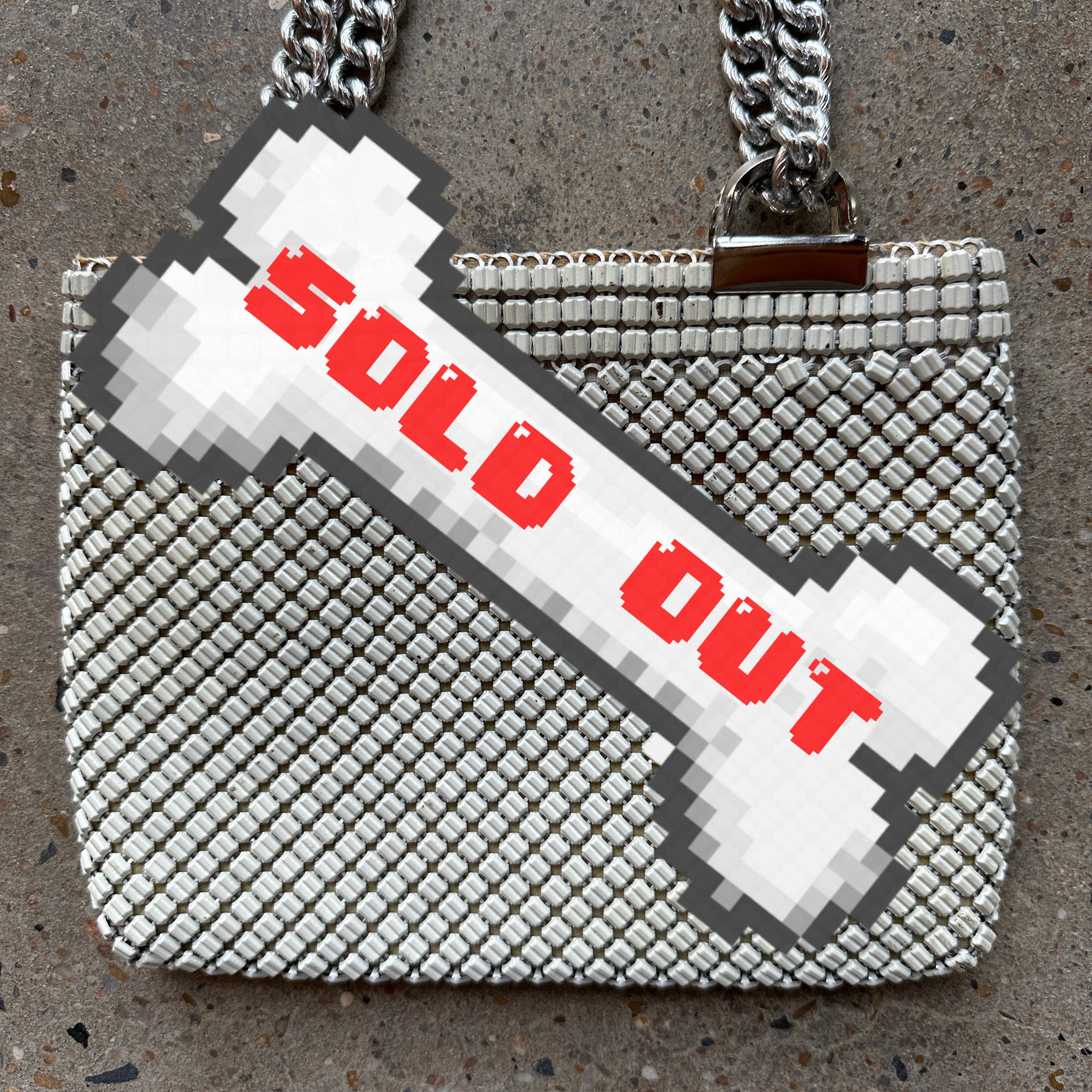 Vintage Whitting & Davis Mid-Century White Metal Mesh Handbag