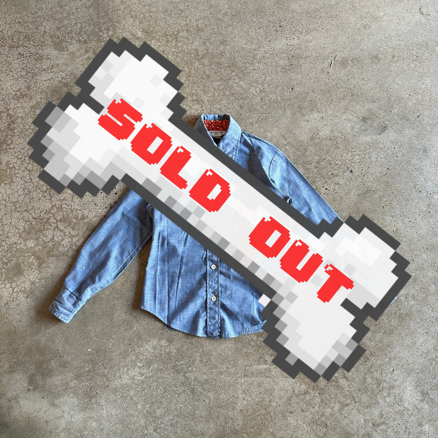 Vintage denim button down with floral cat