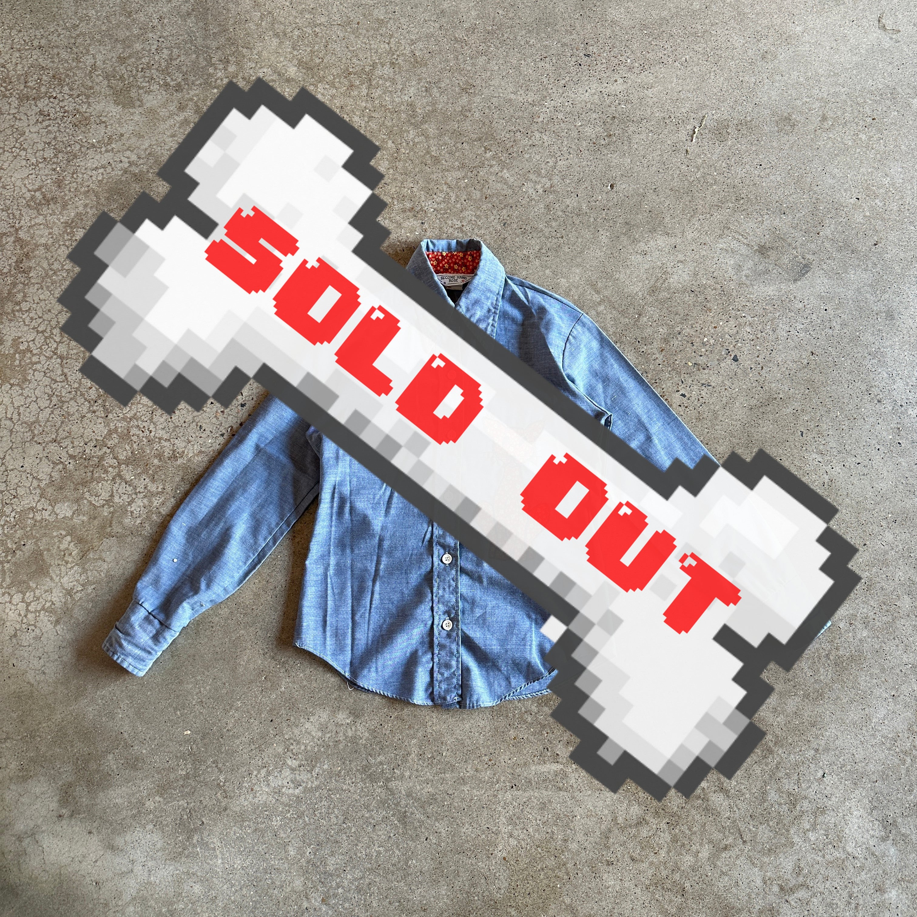 Vintage denim button down with floral cat