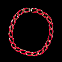 Vintage red enamel chain necklace