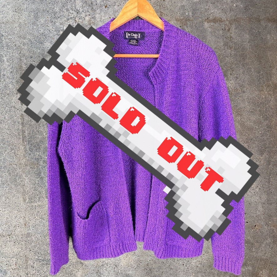 Vtg Purple Knit Cardigan