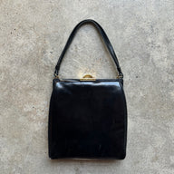 “Wilcof Originals” Blck Patent Leather Deep Frame Handbag