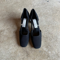 black canvas slingback square toe pumps (size 8.5)