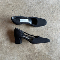 black canvas slingback square toe pumps (size 8.5)
