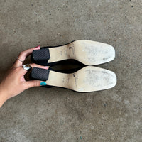 black canvas slingback square toe pumps (size 8.5)