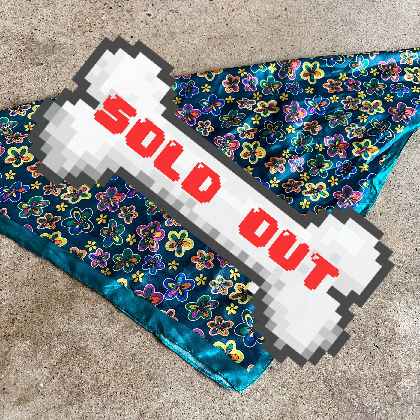 green floral groovy polyester headscarf