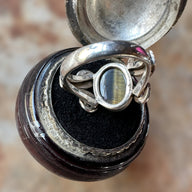 sterling silver tiger's eye cabochon ring large vintage 925