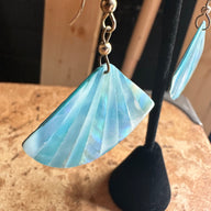 vintage blue nacre fan earrings