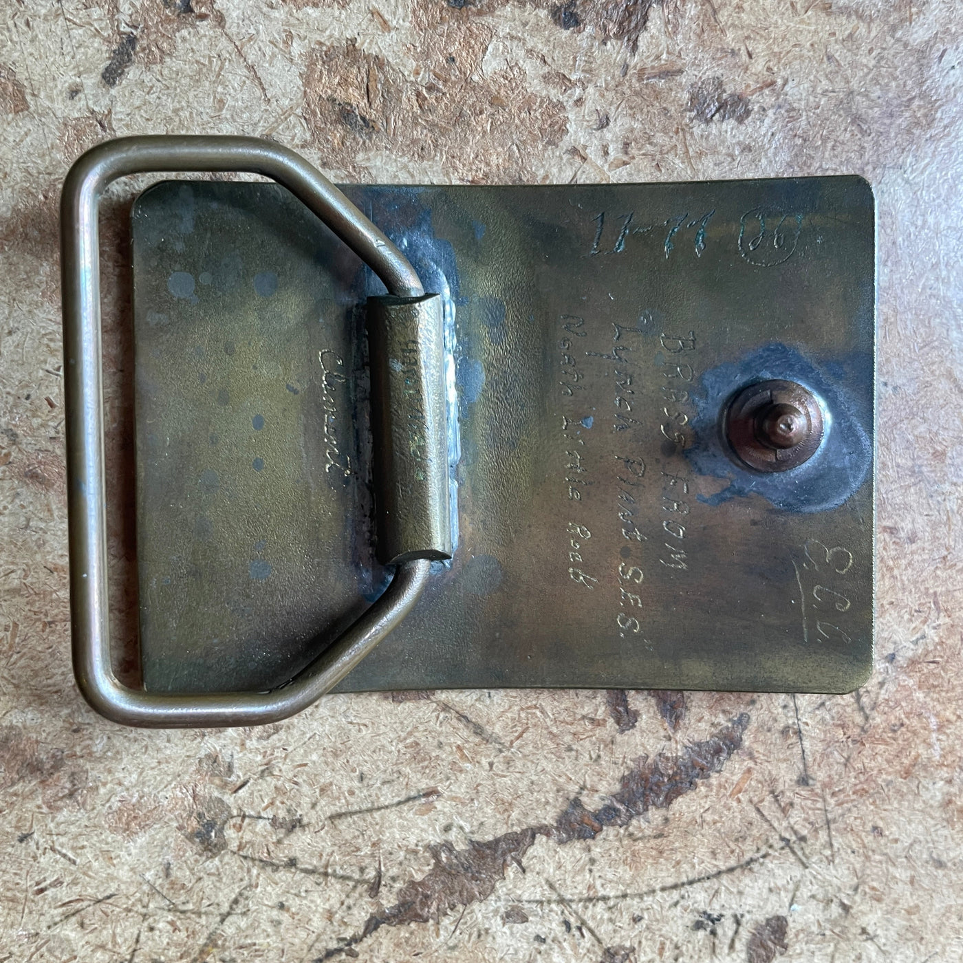 vintage hand-made brass belt buckle