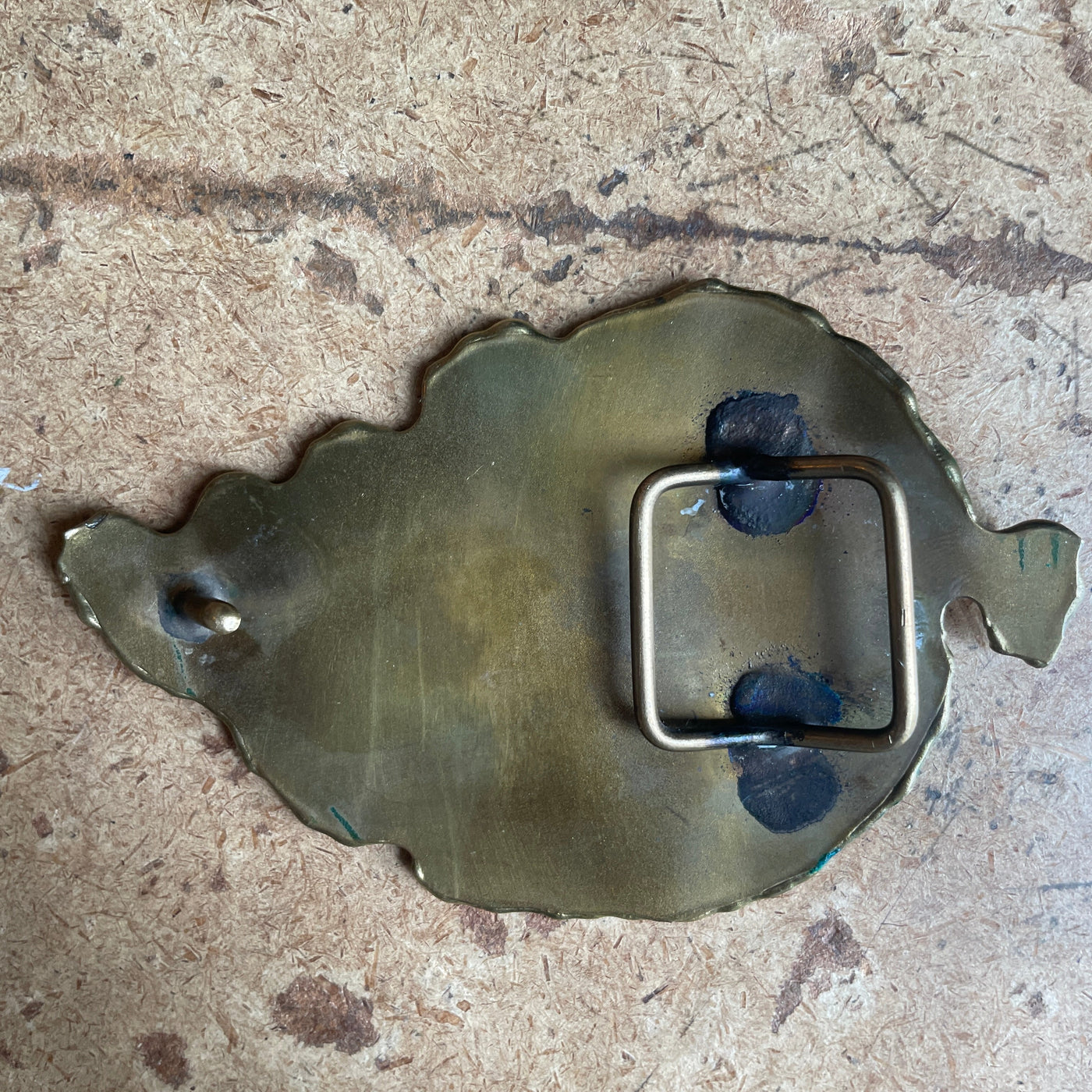vintage hand-made brass leaf belt buckle