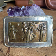 vintage square dancers belt buckle