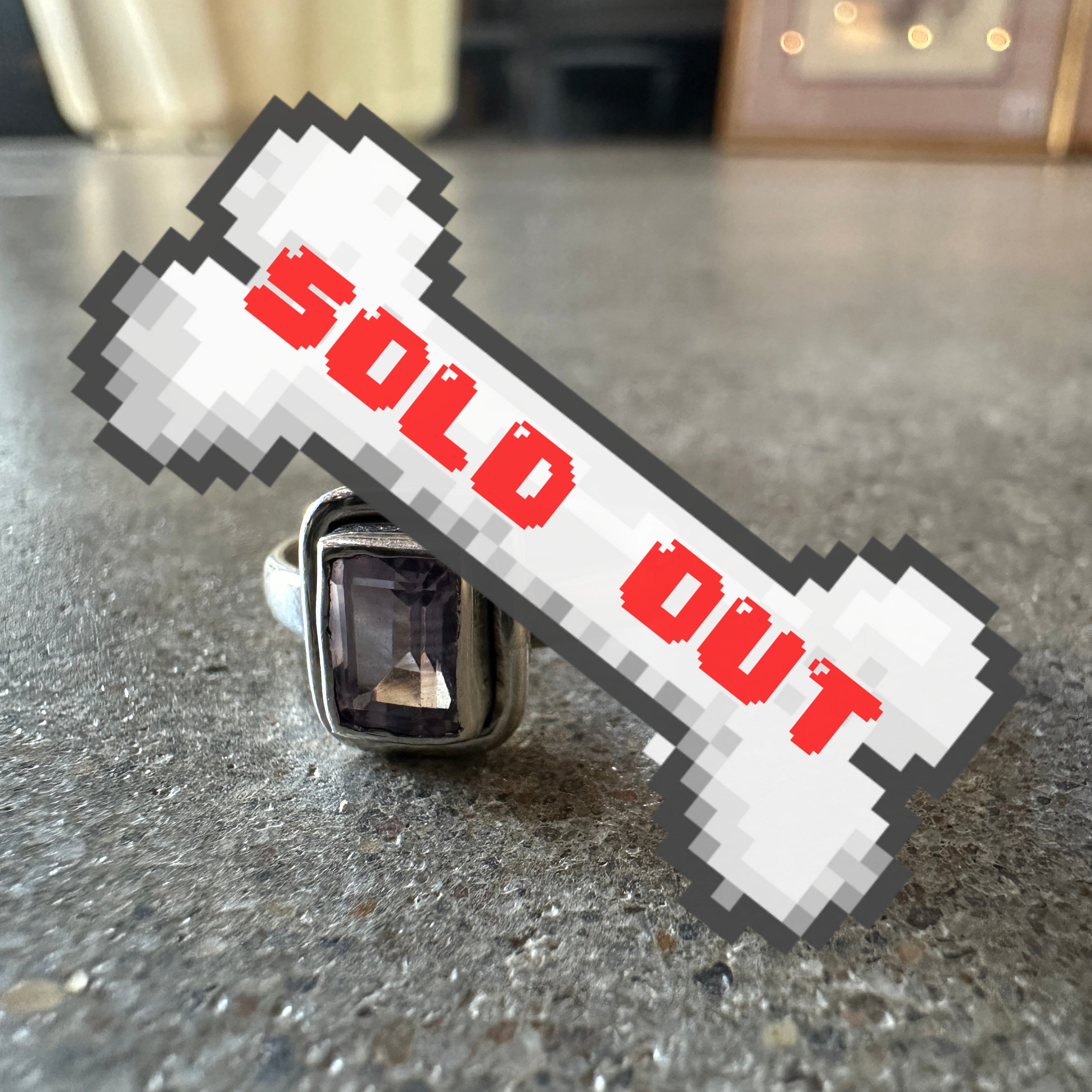 vintage sterling silver ring with emerald-cut amethyst
