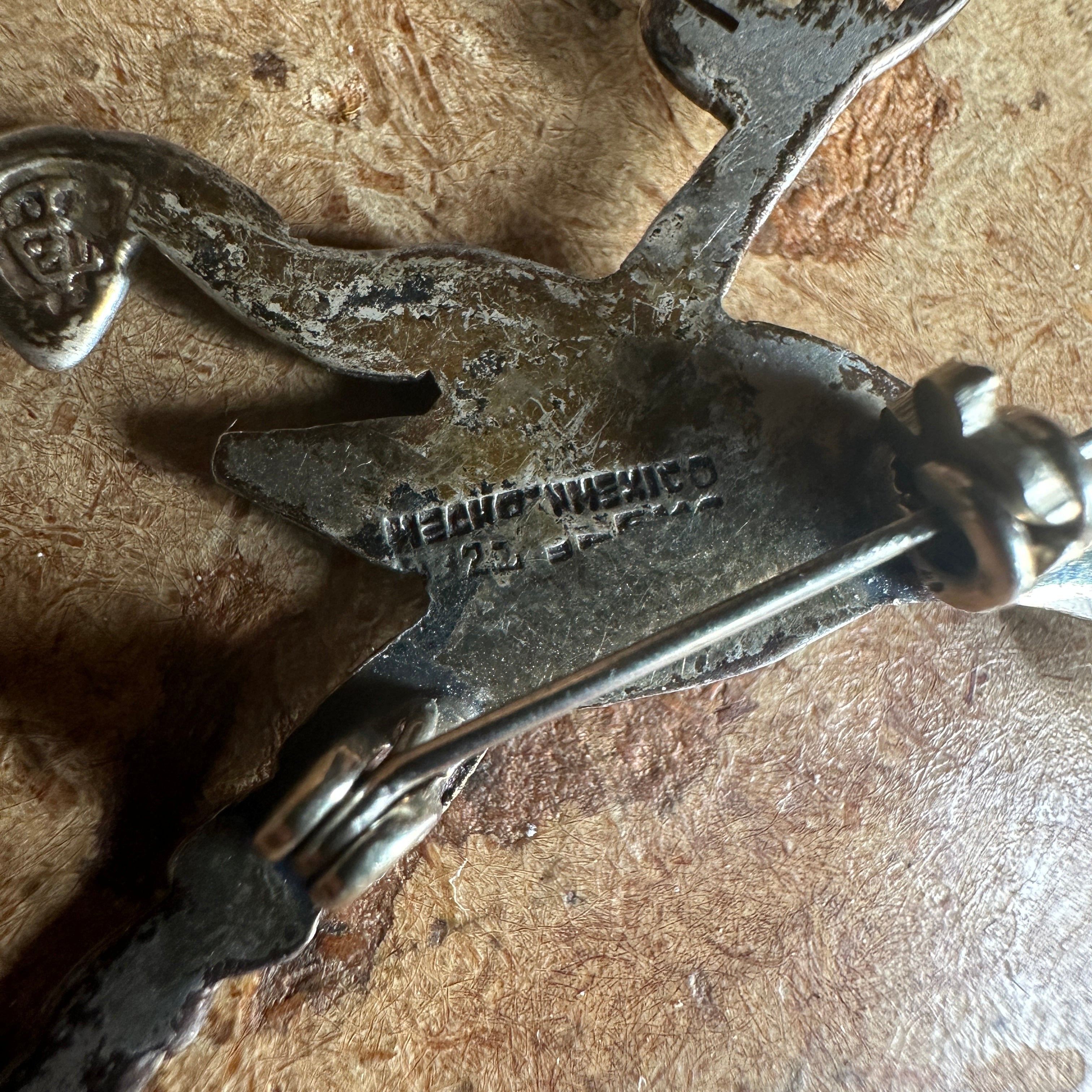 vintage sterling silver roadrunner brooch