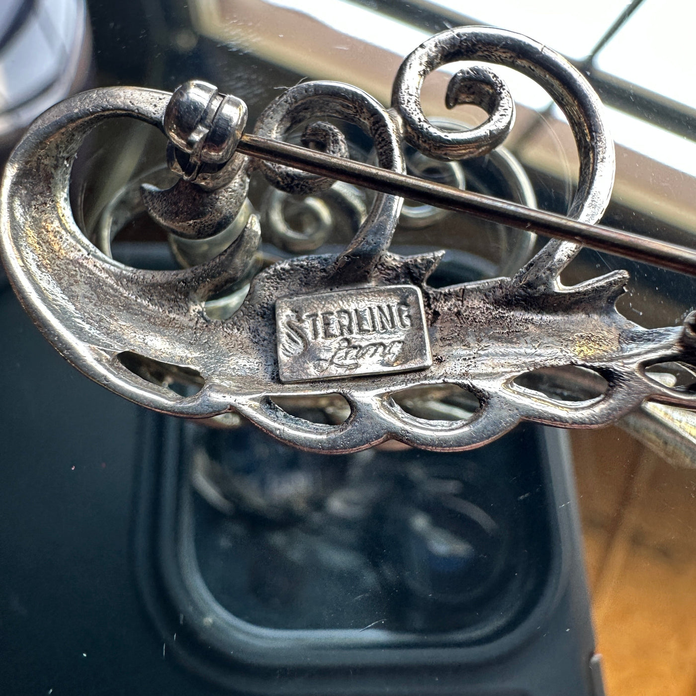 vintage sterling silver signed lang brooch